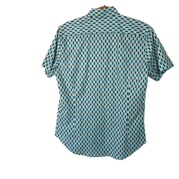 Envelop Jim Smith Button Front Shirt Mens Size Small S Cotton Short Sleeve Blue - Picture 2 of 7